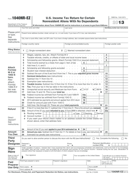 Form 1040NR-EZ US Nonresident Alien Tax Return