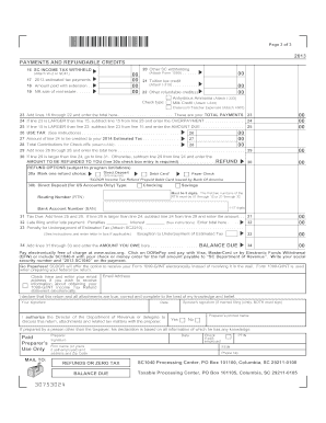 South Carolina SC1040 Tax Form 2013