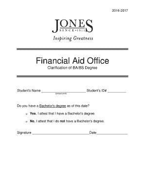Clarification of Bachelor's Degree Form