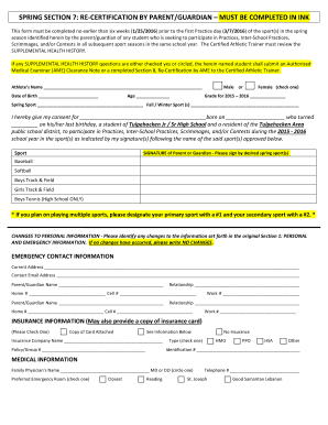 Spring Section 7 Re-Certification by Parent/Guardian