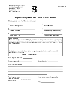Request for Inspection of Public Records