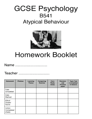 Atypical Behaviour homework booklet - The Grange School