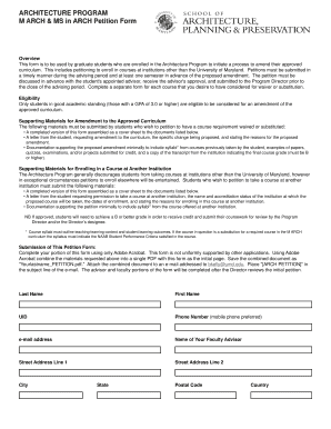 ARCHITECTURE PROGRAM M ARCH MS in ARCH Petition Form