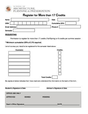 Student Credit Registration Permission Form