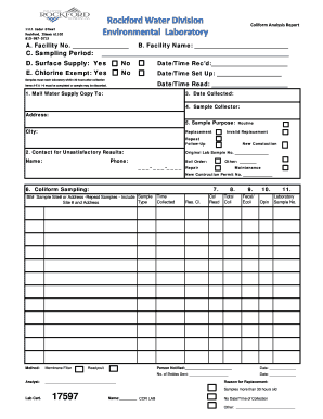 Coliform Analysis Report