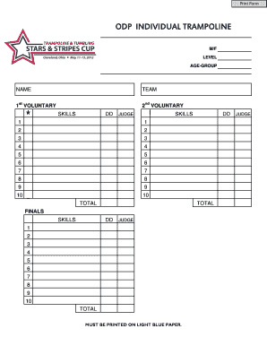 Individual Trampoline Scorecard