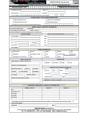 Canadian 406MHz EPIRB Registration Form
