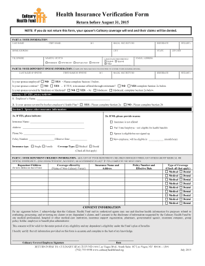 Health Insurance Verification Form