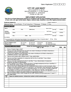 City of Lake Mary Employment Application
