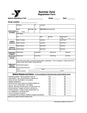 Summer Zone Registration Form