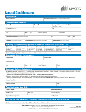 NYSEG Natural Gas Rebate Application