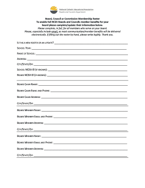 NCEA Board Membership Roster Form