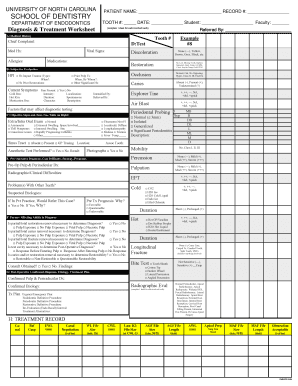 Dental Diagnosis and Treatment Worksheet