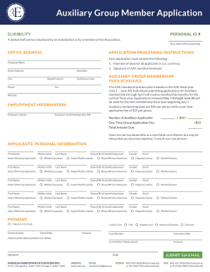American Association of Endodontists Auxiliary Group Member Application
