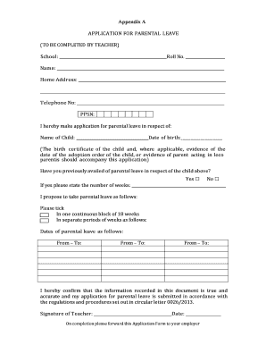 Application for Parental Leave