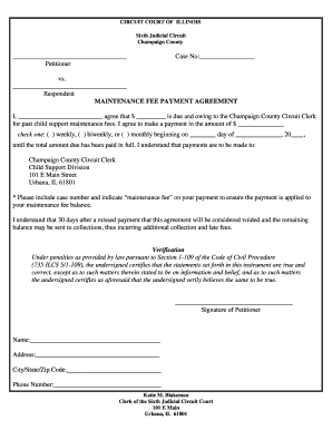 Child Support Maintenance Fee Payment Agreement