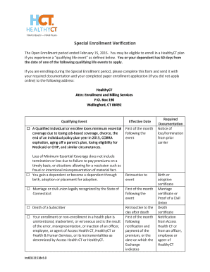 Special Enrollment Verification Form