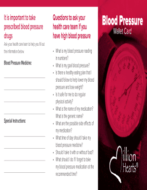 Blood Pressure Health Care Team Questions and Wallet Card