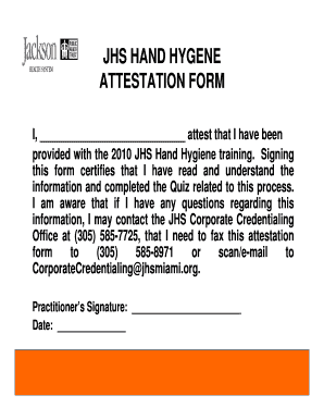 JHS Hand Hygiene Attestation Form