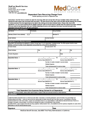 Dependent Care Recurring Charge Form