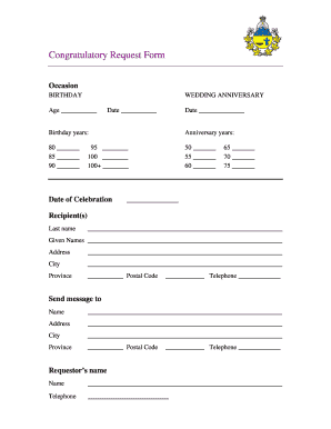 Congratulatory Request Form - Nunavut