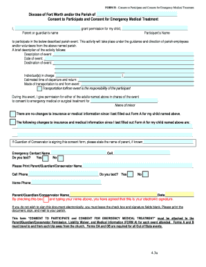 FORM B Consent to Participate and Consent for Emergency Medical Treatment