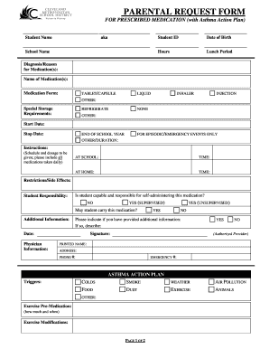 Asthma Action Plan CMSD Health Support Services