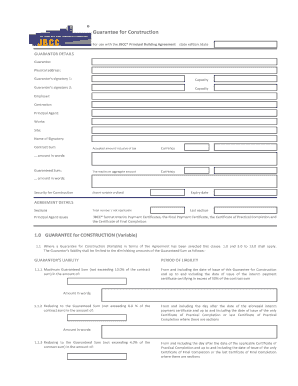 Guarantee for Construction Agreement