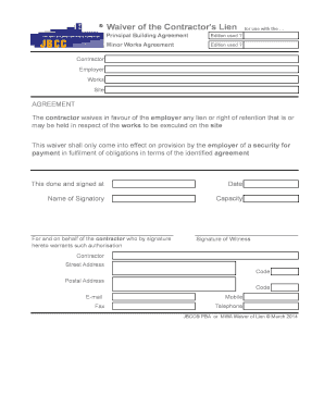 Contractor Lien Waiver Agreement