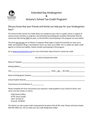 Arizona School Tax Credit Designation Form