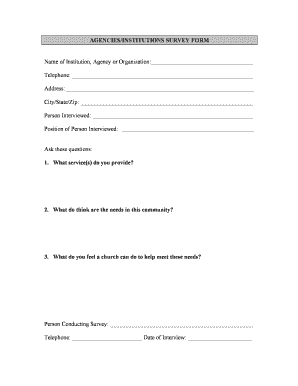 Agencies/Institutions Survey Form