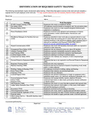 Safety Training Identification Form