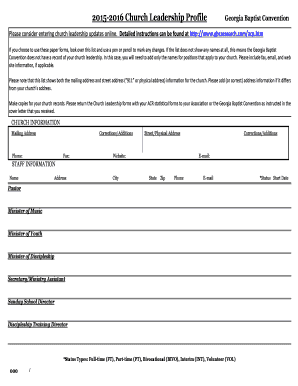 Church Leadership Profile Form