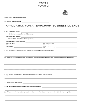Application for Temporary Business Licence