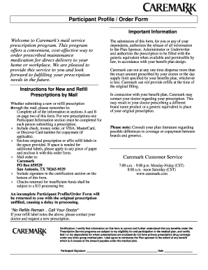 Caremark Prescription Order Form