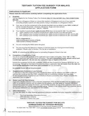 Tertiary Tuition Fee Subsidy Application Form
