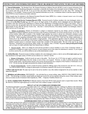SF 180 Request Pertaining to Military Records