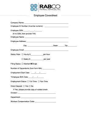 Employee Coversheet Form