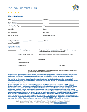 FOP Legal Defense Plan Application