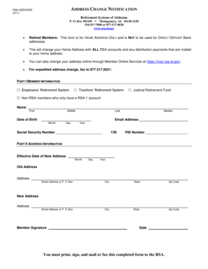 RSA Address Change Notification Form