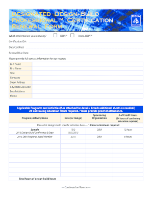 Design-Build Certification Renewal Form