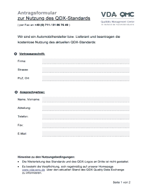 Antragsformular zur Nutzung des QDX-Standards