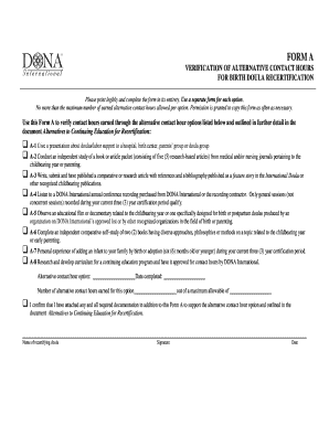 Birth Doula Recertification Form A