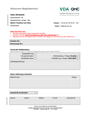 Retouren-Begleitschein