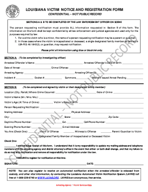 Louisiana Victim Notice and Registration Form