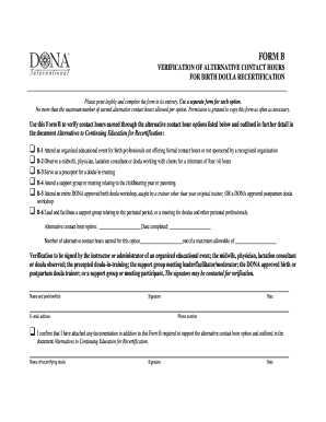Birth Doula Recertification Form B