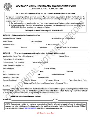 Louisiana Victim Notice and Registration Form