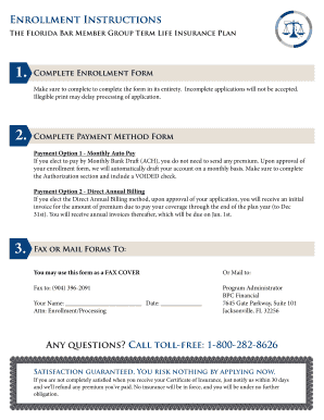 Florida Bar Member Group Term Life Insurance Enrollment Form