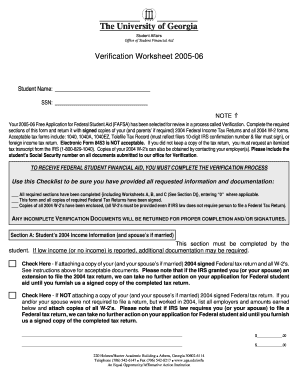 Verification Worksheet 2005-06