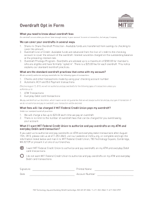Overdraft Opt In Form